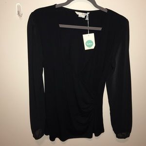 Boden long sheer sleeved black top